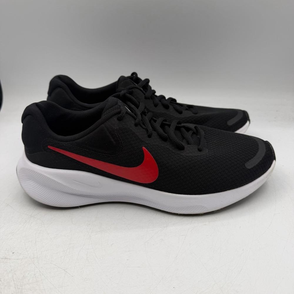 Nike Revolution 7 Running Shoes Men Sz 8 Black University Red Sneaker FB2207-003